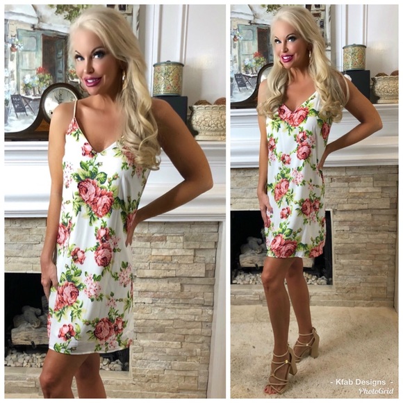 ❤️LAST 1! Ivory Floral V Neck Tunic Dress! - Picture 5 of 6